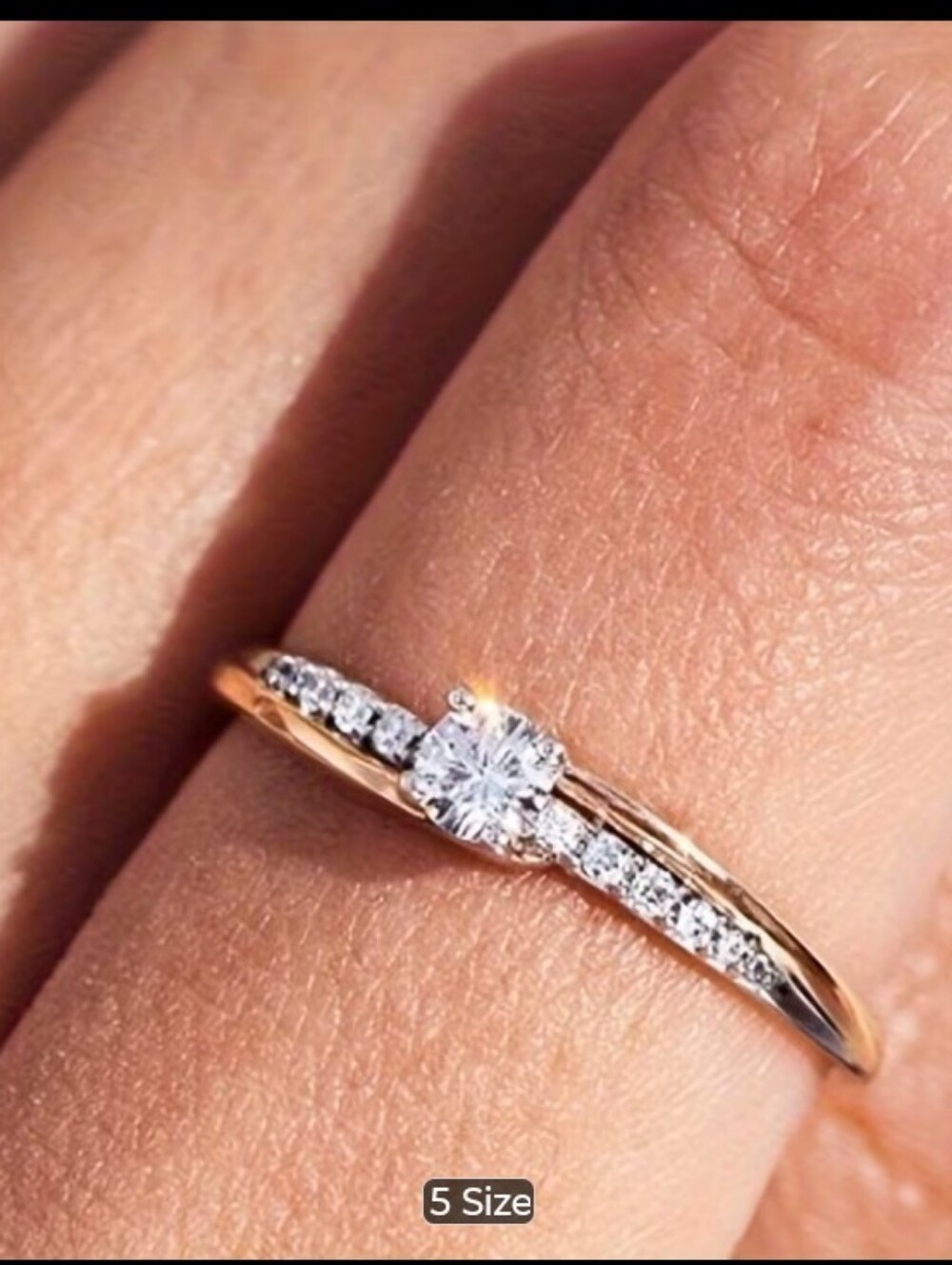 925 S Classic Rose Gold and Silver Cubic Zirconia Solitaire Ring - Women Jewelry